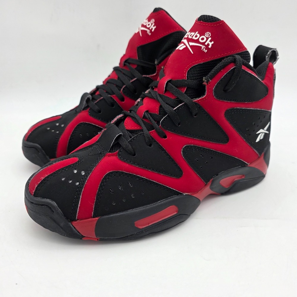 Reebok Men's Boy's Kamikaze I Basketball Sneakers Size 5.5 Women's 7 Black Red